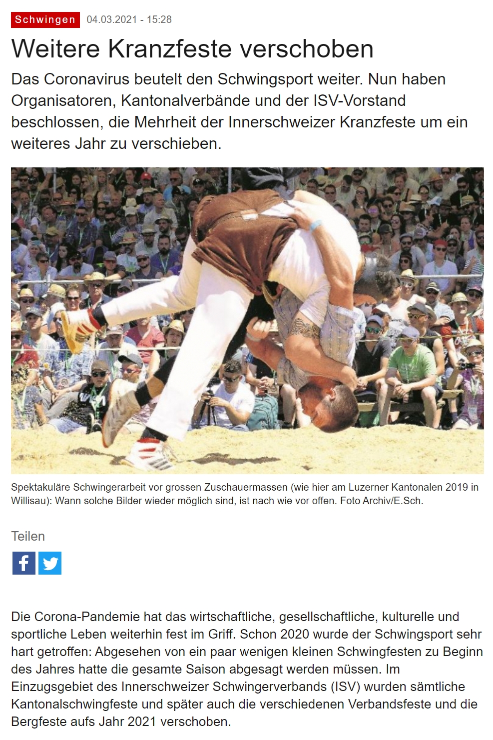 Weitere Kranzfeste verschoben